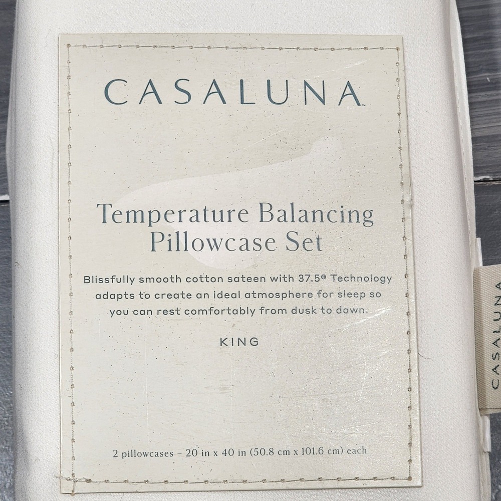 Casaluna King Temperature Balancing Pillowcase Set White 300 Thread Count Cotton - Picture 2 of 6